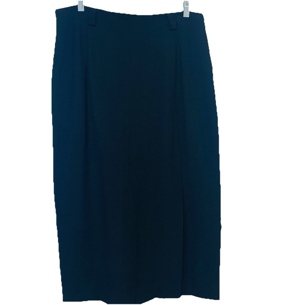 Talbots Black Midi  Skirt Worsted‎ Wool 14P Slit Zip Capsule Classic  Business